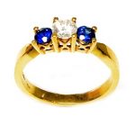 טבעת פלנופה ביהלום וספירים כחולות
