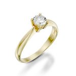 טבעת יהלום סוליטר לאירוסין זהב צהוב דגם רויאל