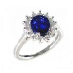 טבעת ספיר כחול ויהלומים דגם דיאנה 1.65 קרט