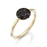 טבעת יהלומים שחורים זהב צהוב Berry בטופ שחור