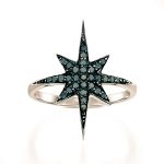 טבעת יהלומים שחורים דגם כוכב הצפון טופ שחור - זהב ורוד