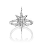 טבעת יהלומים דגם כוכב הצפון - זהב לבן