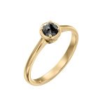 טבעת יהלום שחור סוליטר זהב צהוב דגם אריאדנה 0.60 קרט